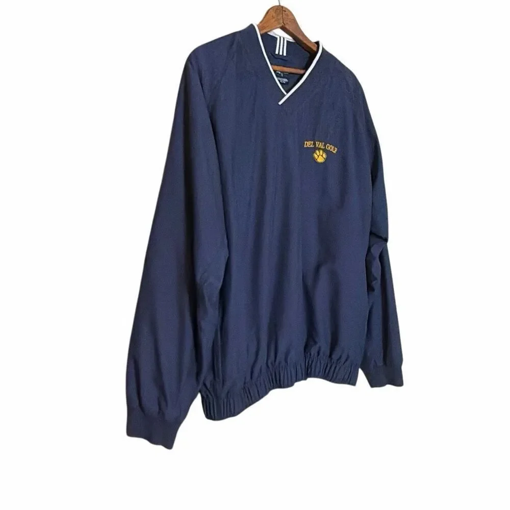 Adidas Del Val‎ Golf Climashell V-Neck Pullover Windbreaker Jacket Navy Blue XL